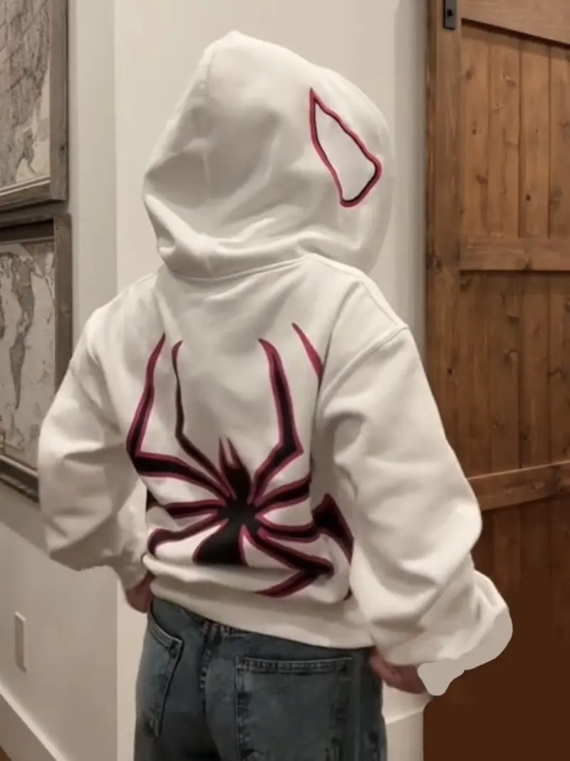 White Spiderman Zip-Up Hoodie